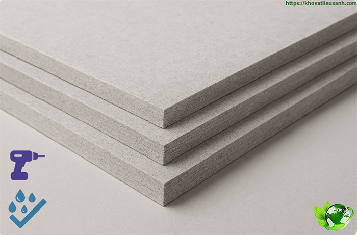 Tấm xi măng ốp tường ngoài trời từ kho vật liệu xanh